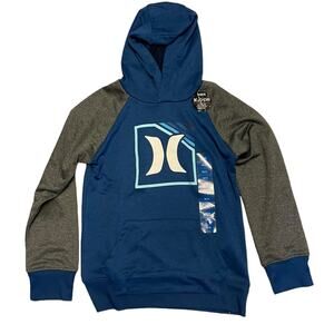 Hurley Blue and Gray H20-Dri Boys Long Sleeve Hoodie Size 10/12